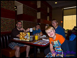 Family having breakfast at Denny's