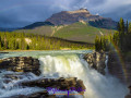 Athabasca Falls framed by Rainbow